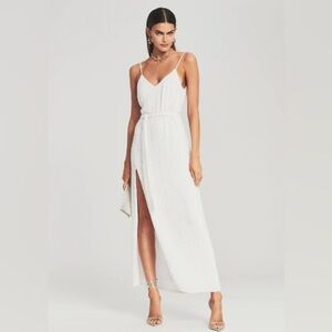 Retrofête REBECCA DRESS Sequin Belted in Moonglow White NEW